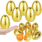 AMENON 50 Pack 3.1-Inch Large Gold Fillable Easter Eggs - Plastic Eggs for Treats, Hunts & Party Favors