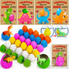 AMENON 30-Pack Dinosaur Egg Hatching Valentines Cards – Classroom Gifts & Party Favors for Kids