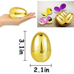 AMENON 50 Pack 3.1-Inch Large Gold Fillable Easter Eggs - Plastic Eggs for Treats, Hunts & Party Favors