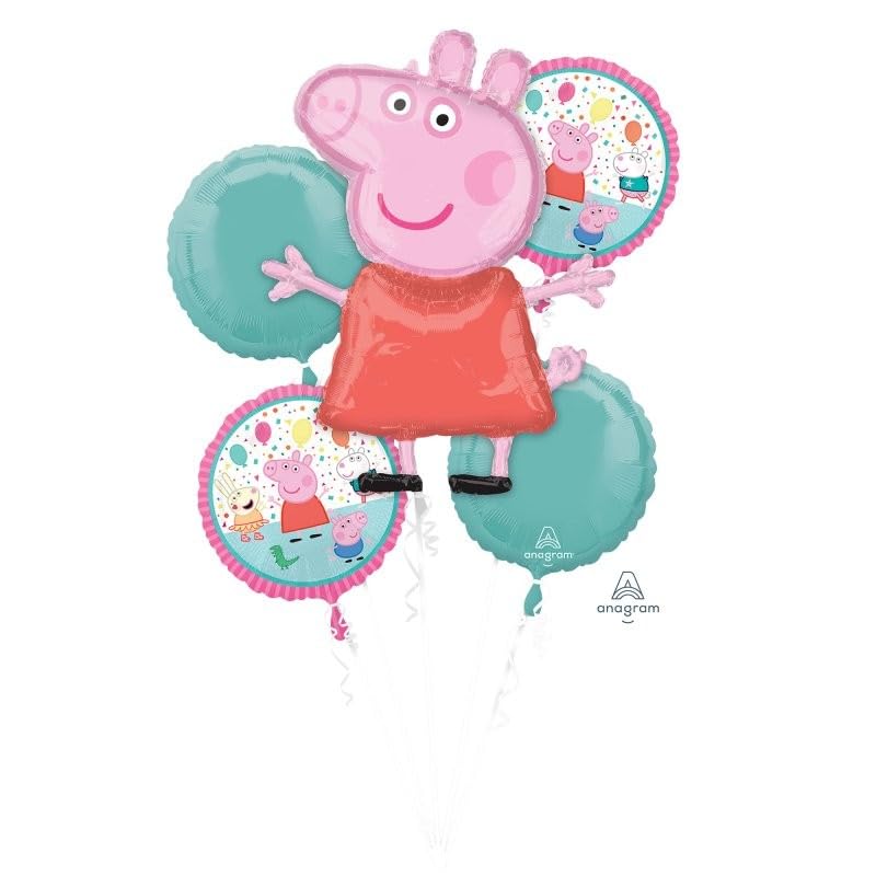 Amscan Anagram 4154101 Peppa Pig Bouquet Party Balloons – Multicolor
