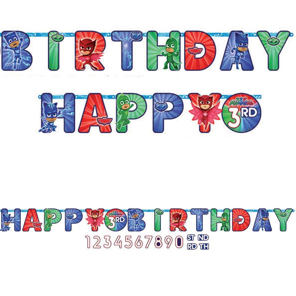 Amscan PJ Masks Jumbo Add-An-Age Banner - 10inch x 10.2ft, Multicolor & Customizable Birthday Sign for Kids