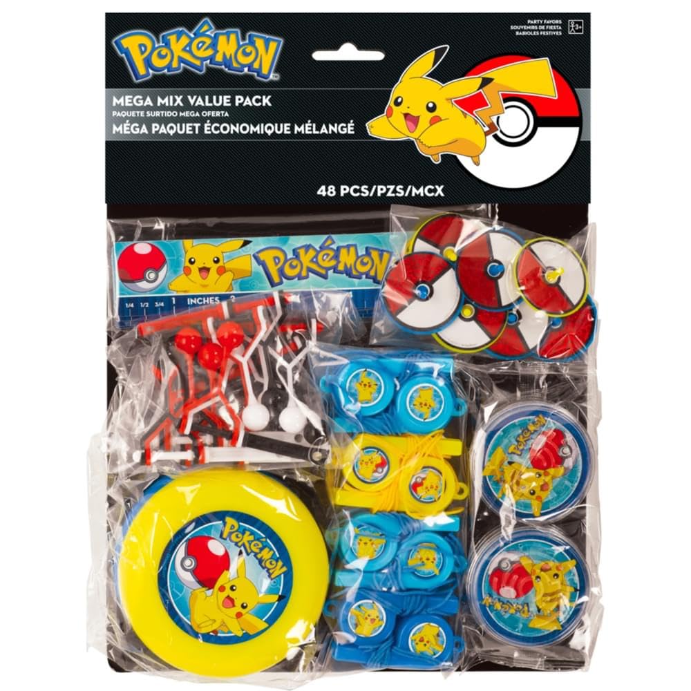Amscan Pokemon Kids Party Favors Set (Pack of 48) – All-In-One Pokemon Theme Party Supplies