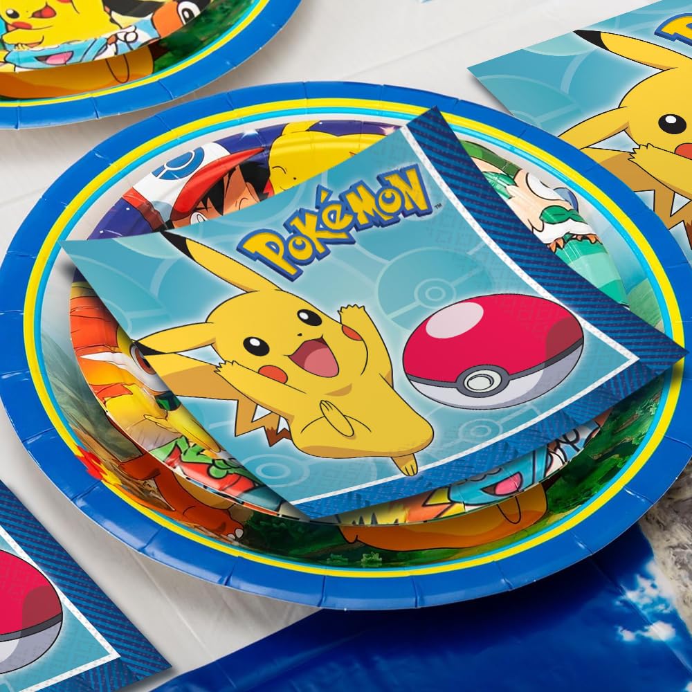 Amscan Multicolor Pokemon Beverage Napkins – 5x5 in, Pack of 16