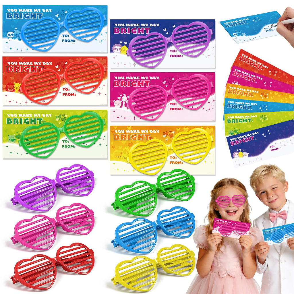 Amy & Benton 28-Piece Valentines Day Heart Shutter Glasses with Gift Cards – Classroom Gifts & Bulk Party Prizes