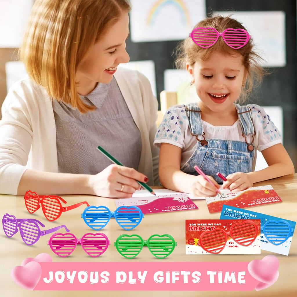 Amy & Benton 28-Piece Valentines Day Heart Shutter Glasses with Gift Cards – Classroom Gifts & Bulk Party Prizes