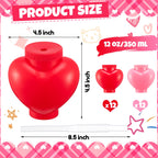 Amyhill 24 Pcs Heart Shaped Cups with Lids & Straws - 12oz Valentine's Party Favors