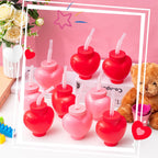 Amyhill 24 Pcs Heart Shaped Cups with Lids & Straws - 12oz Valentine's Party Favors