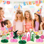 AMZFAVOR Witch Theme Party Decorations — 10 Pink & Green Honeycomb Centerpieces