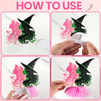 AMZFAVOR Witch Theme Party Decorations — 10 Pink & Green Honeycomb Centerpieces