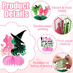 AMZFAVOR Witch Theme Party Decorations — 10 Pink & Green Honeycomb Centerpieces