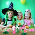AMZFAVOR Witch Theme Party Decorations — 10 Pink & Green Honeycomb Centerpieces