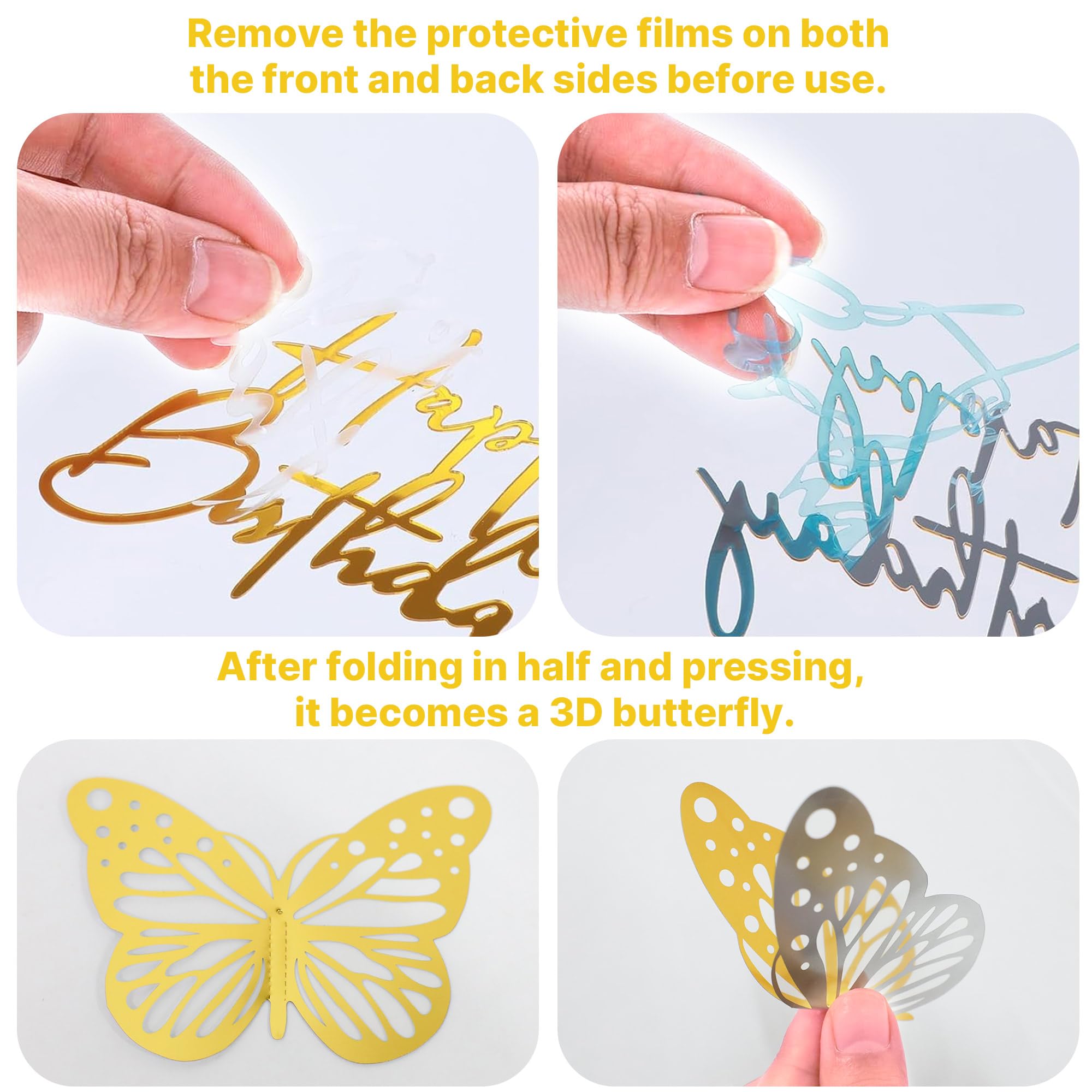 AMZVALU Crown Cake Topper Set — Gold Crown, Balls, Butterflies & Candles