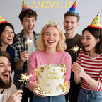 AMZVALU Crown Cake Topper Set — Gold Crown, Balls, Butterflies & Candles