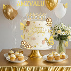 AMZVALU Crown Cake Topper Set — Gold Crown, Balls, Butterflies & Candles