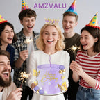 AMZVALU Crown Cake Topper Set – Purple Crown, Gold Butterflies & Ball Toppers for Birthdays & Weddings