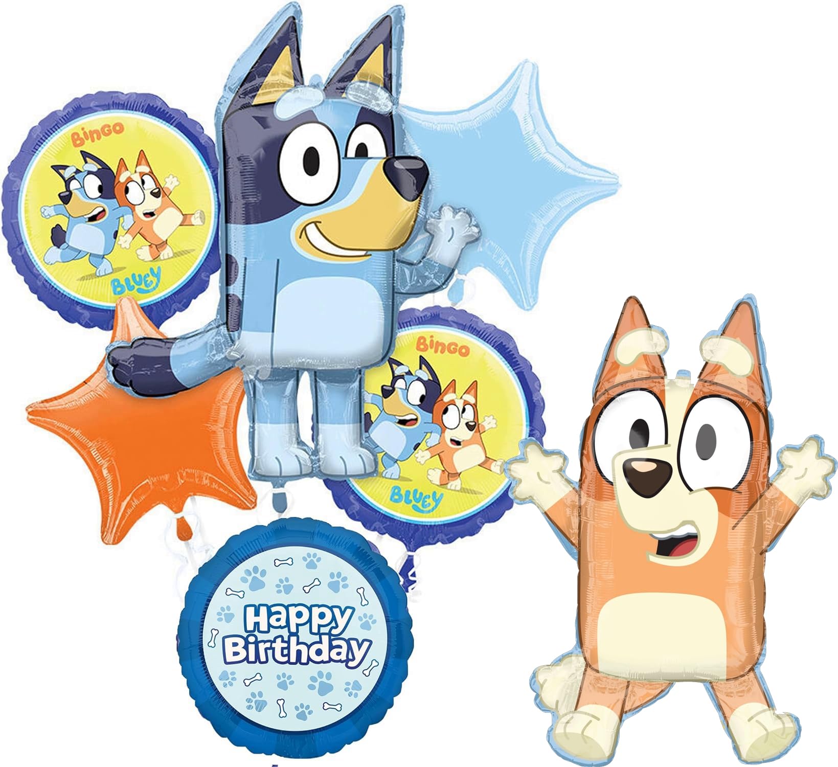 Anagram Bluey & Bingo Birthday Balloon Bouquet - 7pc Party Decorations