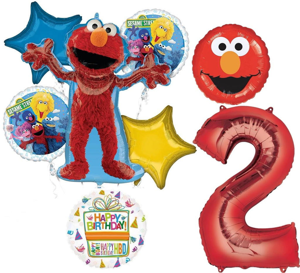 Anagram Sesame Street Elmo 2nd Birthday Balloon Bouquet – 8 Foil Balloons