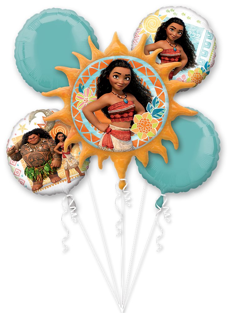 Anagram Moana Balloon Bouquet — 5 Licensed Foil Balloons (Blue/Orange)