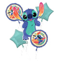 Anagram Stitch 5pc Foil Balloon Bouquet – 33-inch Stitch, 17-inch Round & 19-inch Star Balloons