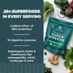 Ancient Nutrition Super Greens Powder – Organic Probiotic Superfood with Spirulina, Chlorella & Matcha | 50 Servings