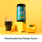Ancient Nutrition SuperGreens Powder with Probiotics – Organic Mango Flavor, 25 Servings, 6.8oz