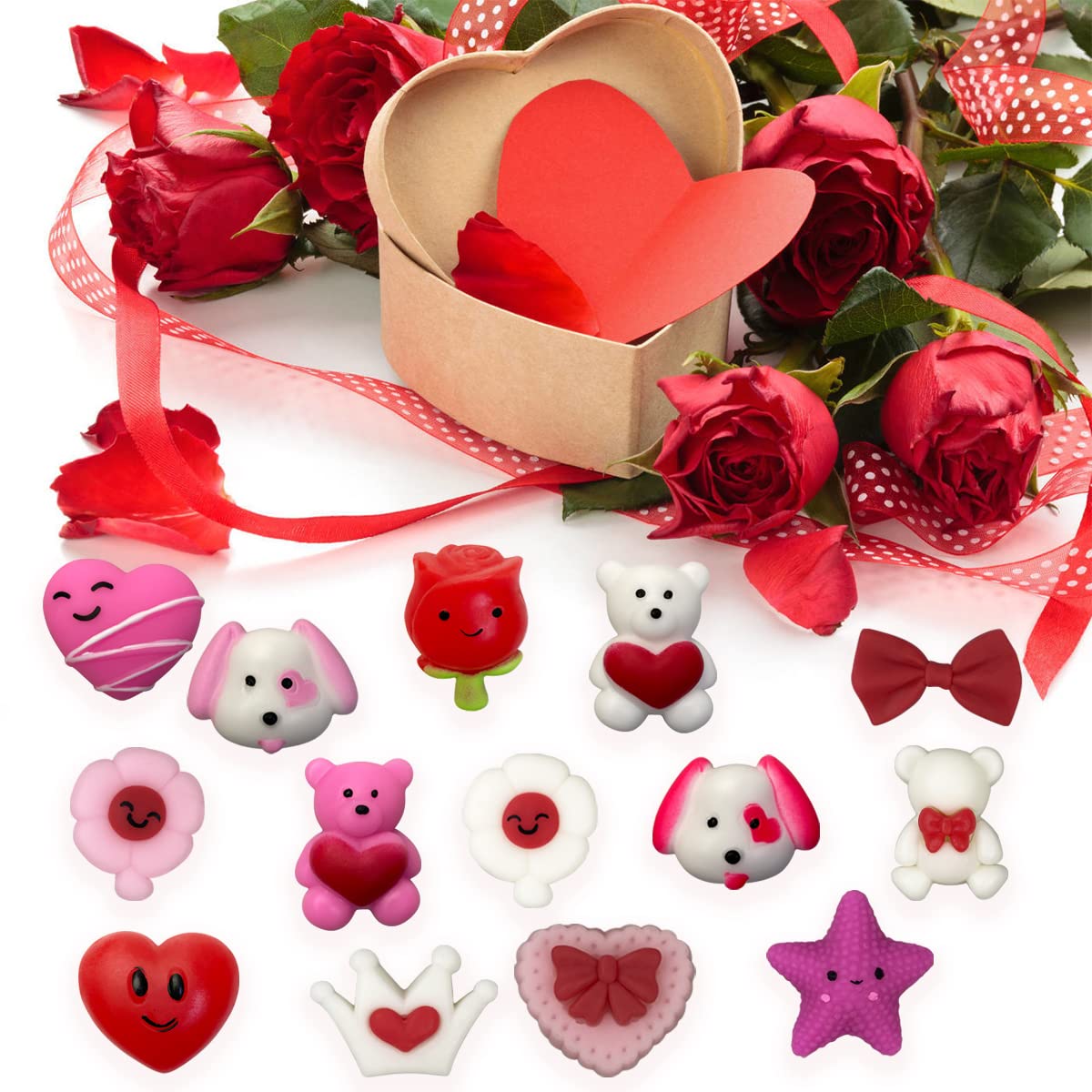 Anditoy 100 PCS Valentines Mochi Squishy Toys | Kids Classroom Party Favors