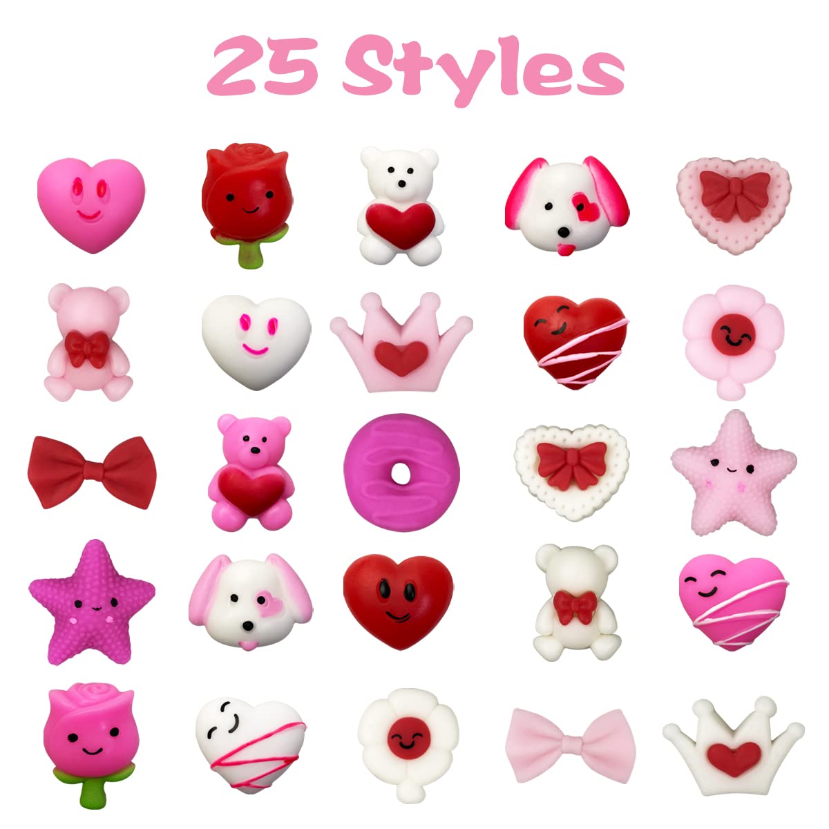 Anditoy 100 PCS Valentines Mochi Squishy Toys | Kids Classroom Party Favors