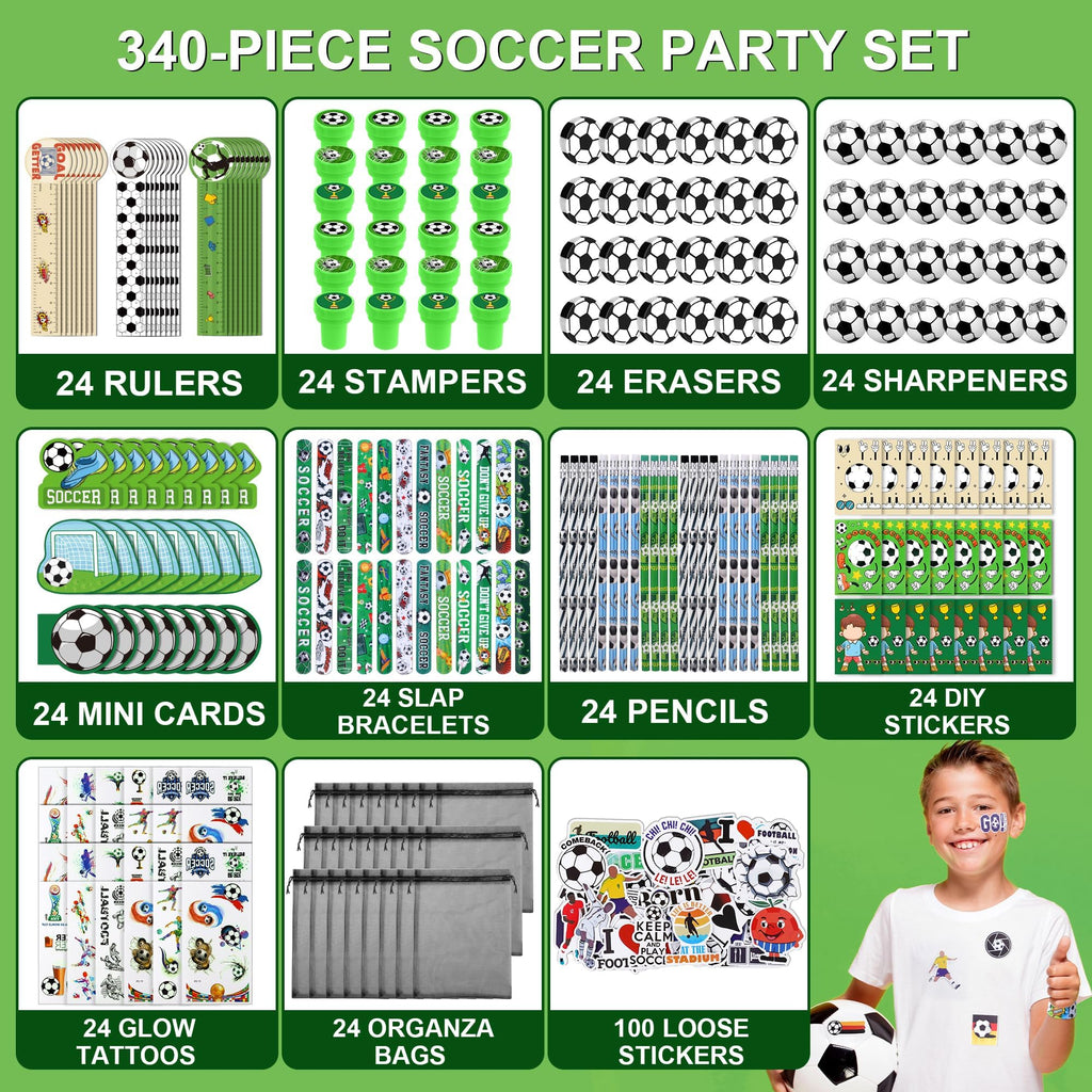 Aneco Soccer Party Favor Set – 340 Pieces of Sports-Themed Party Supplies