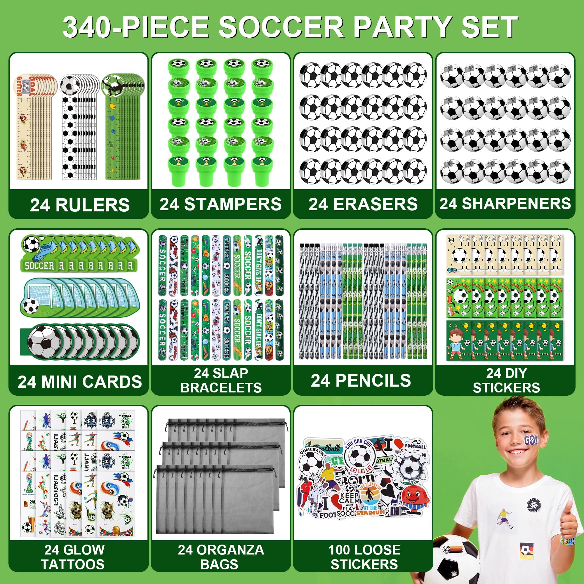 Aneco Soccer Party Favor Set – 340 Pieces of Sports-Themed Party Supplies