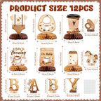 ANGOLIO 12 Pieces Coffee Baby Shower Honeycomb Centerpieces – Coffee Theme Party Decor & Photo Props