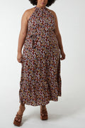 Curve Animal Halter Neck Maxi Dress
