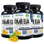 Omega 3-6-9 Blend with DPA, EPA, DHA, ALA & GLA + Organic Flax Seed Oil | Gluten Free 2x60 SoftGels