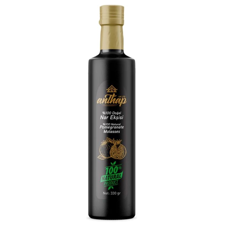 Anthap %100 Dogal Nar Eksisi %100 Natural Pomegranate Molasses Glass Bottle 330g