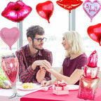 ANYMONYPF Valentines Day Foil Balloons Kit – Lips, Lipstick, Hearts, and XOXO for Romantic Decor