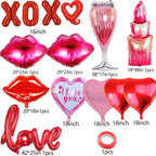 ANYMONYPF Valentines Day Foil Balloons Kit – Lips, Lipstick, Hearts, and XOXO for Romantic Decor