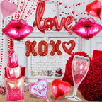 ANYMONYPF Valentines Day Foil Balloons Kit – Lips, Lipstick, Hearts, and XOXO for Romantic Decor