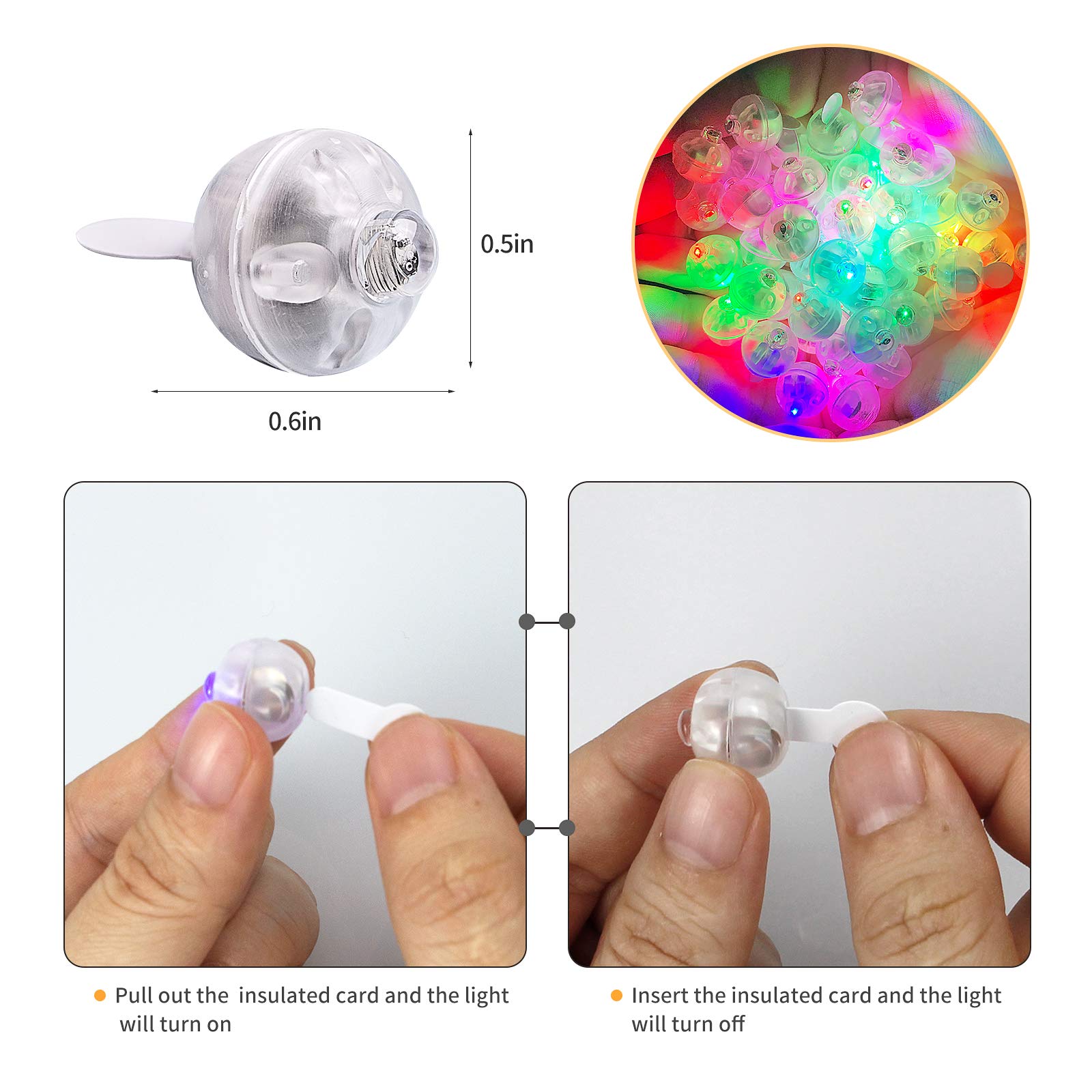 Aogist 100pcs Multicolor LED Balloon Lights – Rainbow Mini Ball Lights for Balloons, Lanterns, Indoor & Outdoor Party Decor