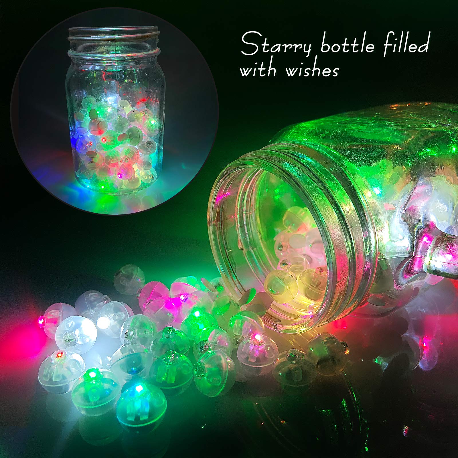 Aogist 100pcs Multicolor LED Balloon Lights – Rainbow Mini Ball Lights for Balloons, Lanterns, Indoor & Outdoor Party Decor