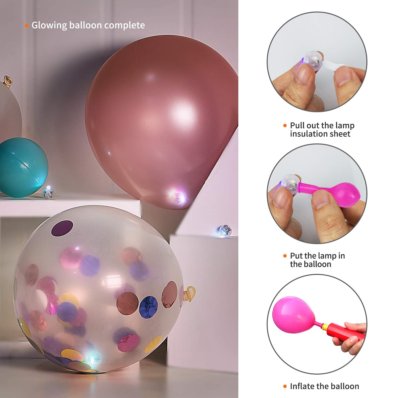 Aogist 100pcs Multicolor LED Balloon Lights – Rainbow Mini Ball Lights for Balloons, Lanterns, Indoor & Outdoor Party Decor