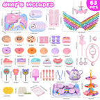 Aojieni Tea Party Set for Little Girls – 63-Piece Unicorn Dress-Up Tea Time