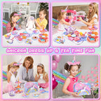 Aojieni Tea Party Set for Little Girls – 63-Piece Unicorn Dress-Up Tea Time