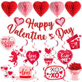 Aolime Valentines Day Banner Glitter – Heart Honeycomb & Swirl Decor Kit