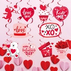 Aolime Valentines Day Banner Glitter – Heart Honeycomb & Swirl Decor Kit