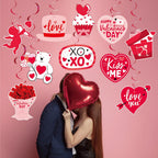 Aolime Valentines Day Banner Glitter – Heart Honeycomb & Swirl Decor Kit