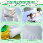 AONESY White Bounce House — Indoor/Outdoor Inflatable with Ball Pit & Slide