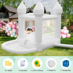 AONESY White Bounce House — Indoor/Outdoor Inflatable with Ball Pit & Slide