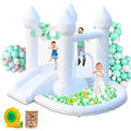 AONESY White Bounce House — Indoor/Outdoor Inflatable with Ball Pit & Slide