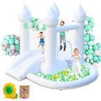 AONESY White Bounce House — Indoor/Outdoor Inflatable with Ball Pit & Slide