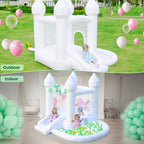 AONESY White Bounce House — Indoor/Outdoor Inflatable with Ball Pit & Slide