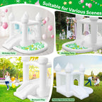 AONESY White Bounce House — Indoor/Outdoor Inflatable with Ball Pit & Slide